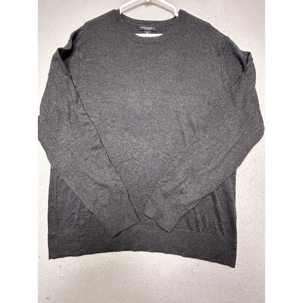 Banana Republic Sweater Silk Cashmere Charcoal Gray XL Mens